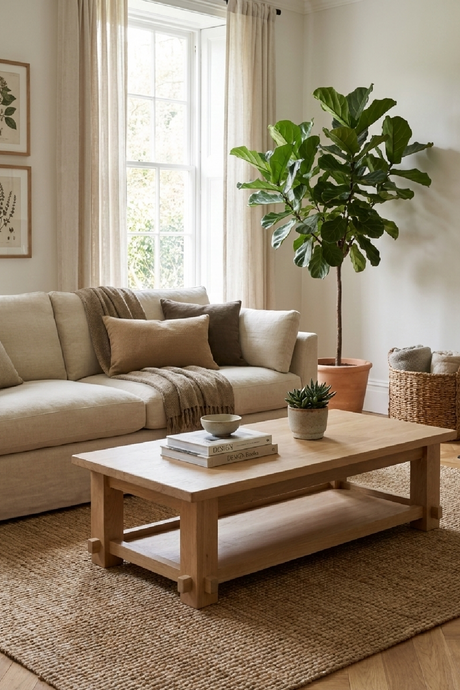 Natural Solid Oak Coffee Table | Novi Living Morey | Oroa.com