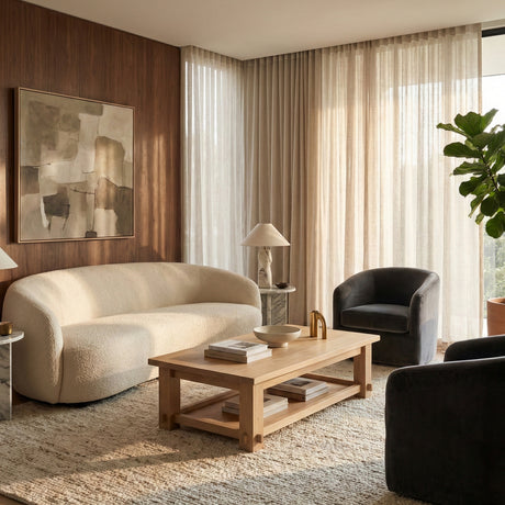 Natural Solid Oak Coffee Table | Novi Living Morey | Oroa.com