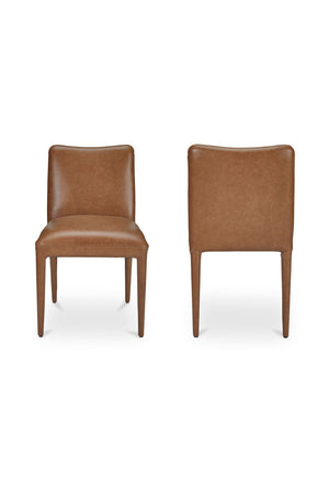 Modern European furniture - Brown Leather Dining Chair Set (2) - www.oroa.com