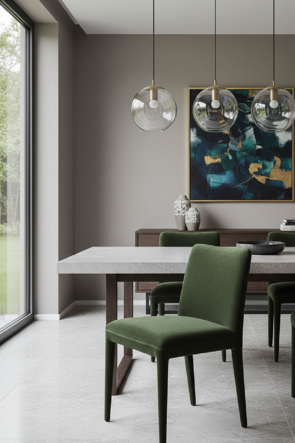 Modern European furniture - Green Velvet Dining Chairs (2) - www.oroa.com