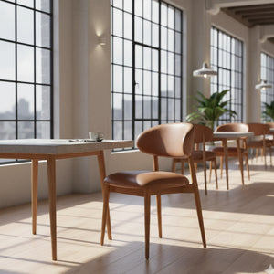 Modern European furniture - Brown Leather Dining Chair - www.oroa.com