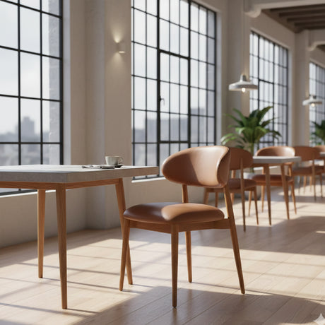 Modern European furniture - Brown Leather Dining Chair - www.oroa.com