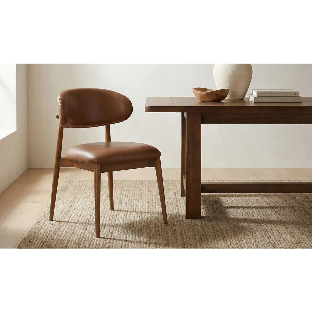 Modern European furniture - Brown Leather Dining Chair - www.oroa.com