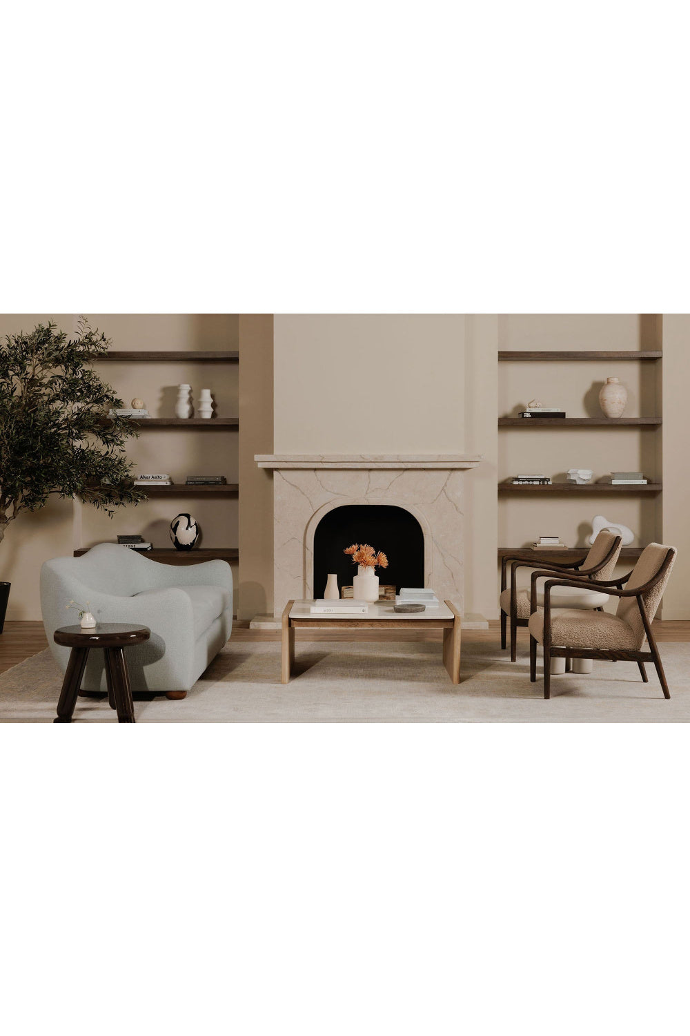 Modern European furniture - Beige Shearling Accent Chair - www.oroa.com