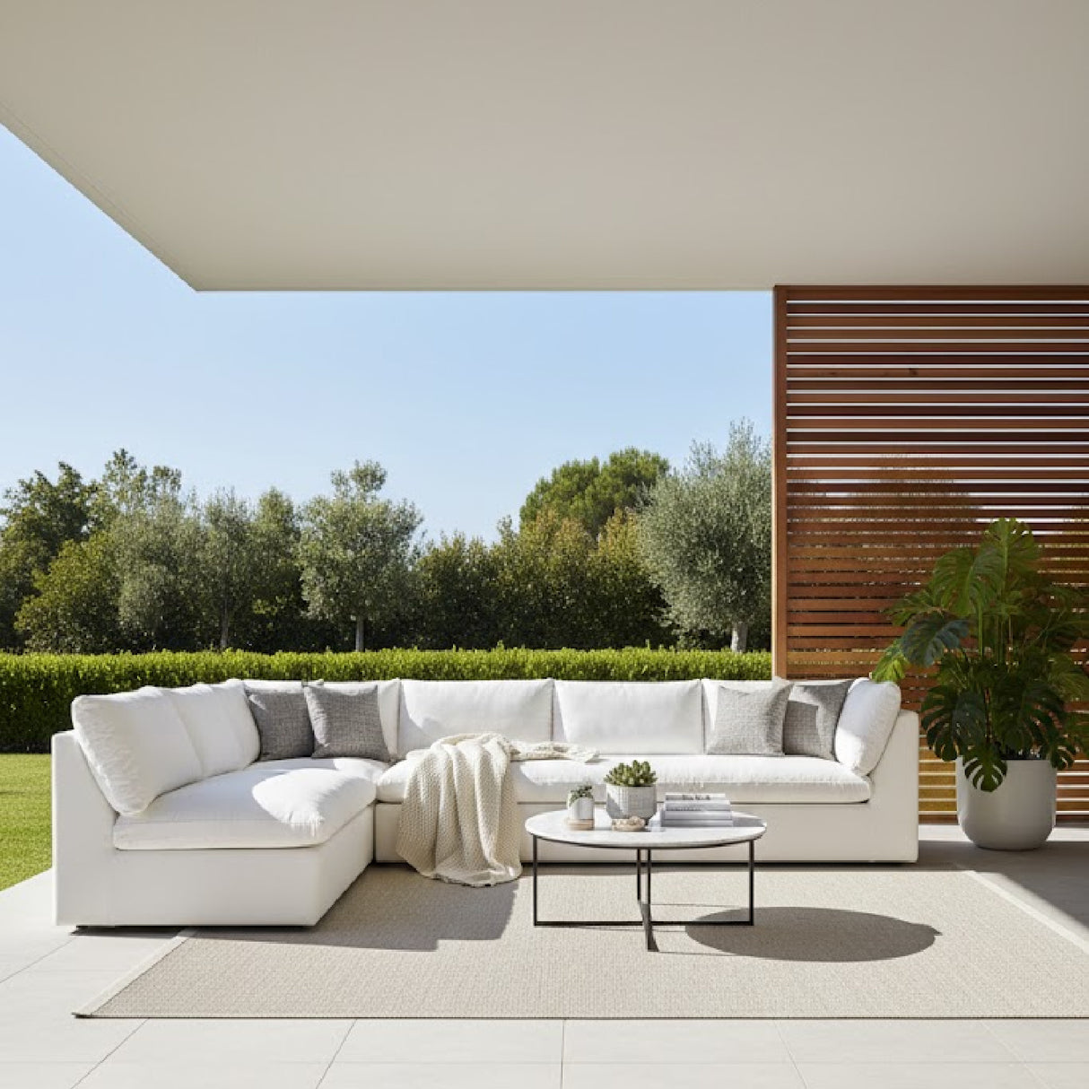 5-Piece White Outdoor Modular Sofa | Novi Living Miles | Oroa.com