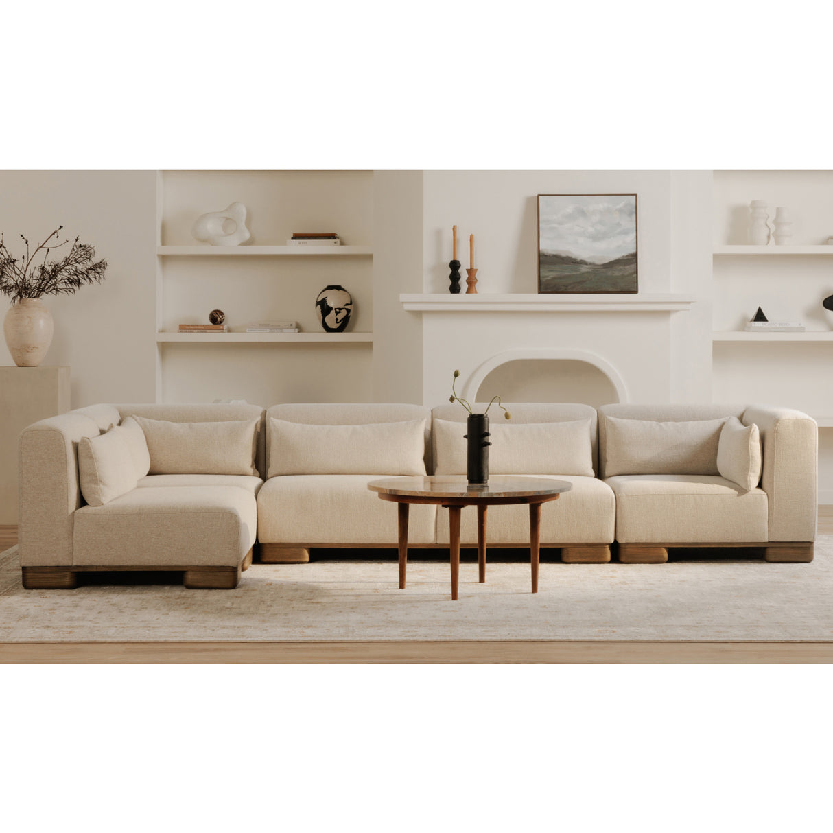 Modern European furniture - Beige U-Shaped Modular Sofa - www.oroa.com