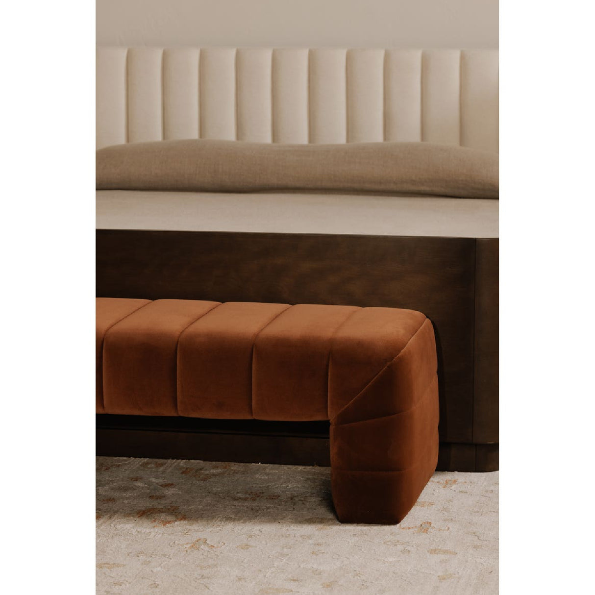 Modern European furniture - Brown Upholstered Bench - www.oroa.com