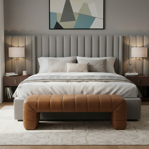 Modern European furniture - Brown Upholstered Bench - www.oroa.com