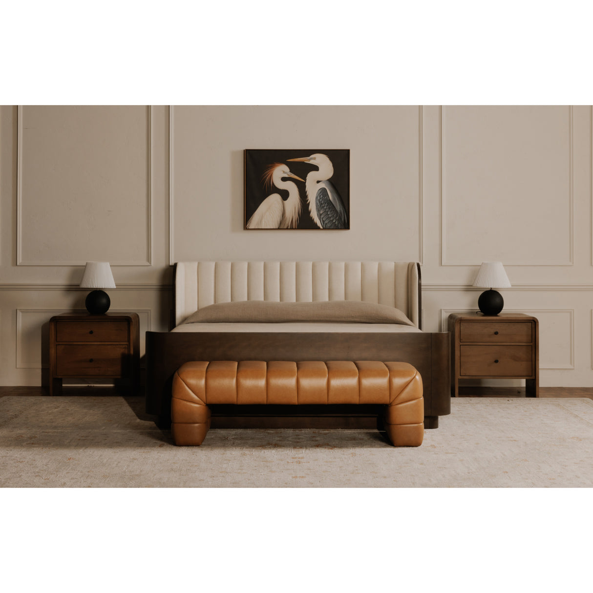 Modern European furniture - Brown Upholstered Bench - www.oroa.com