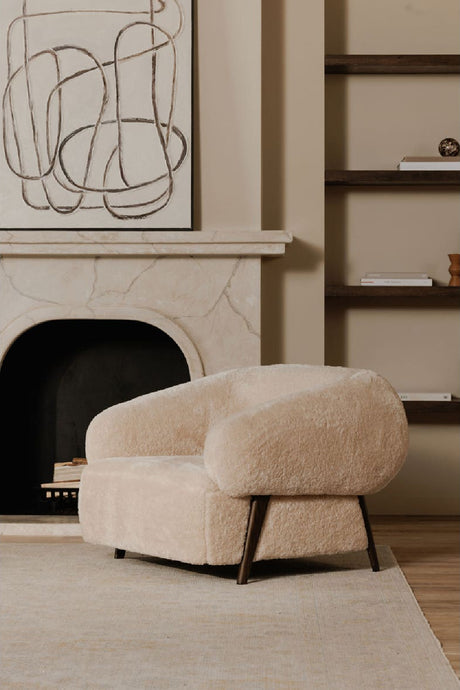 Modern European furniture - Cream Fur Lounge Chair - www.oroa.com