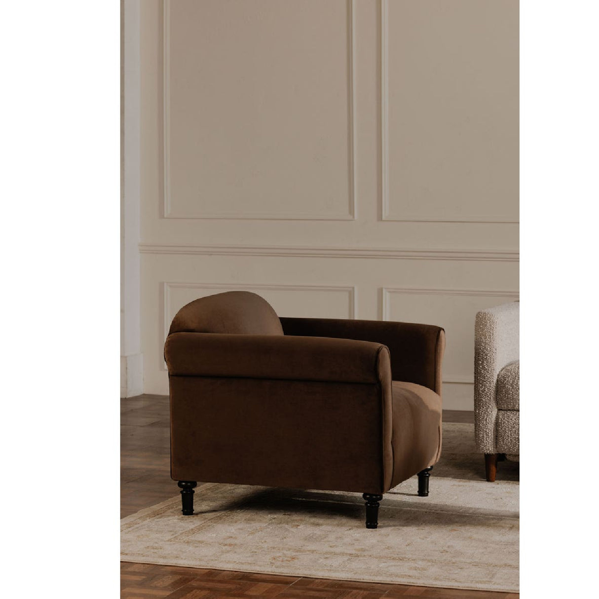 Modern European furniture - Mohair Inspired Rolled-Arm Accent Chair - www.oroa.com