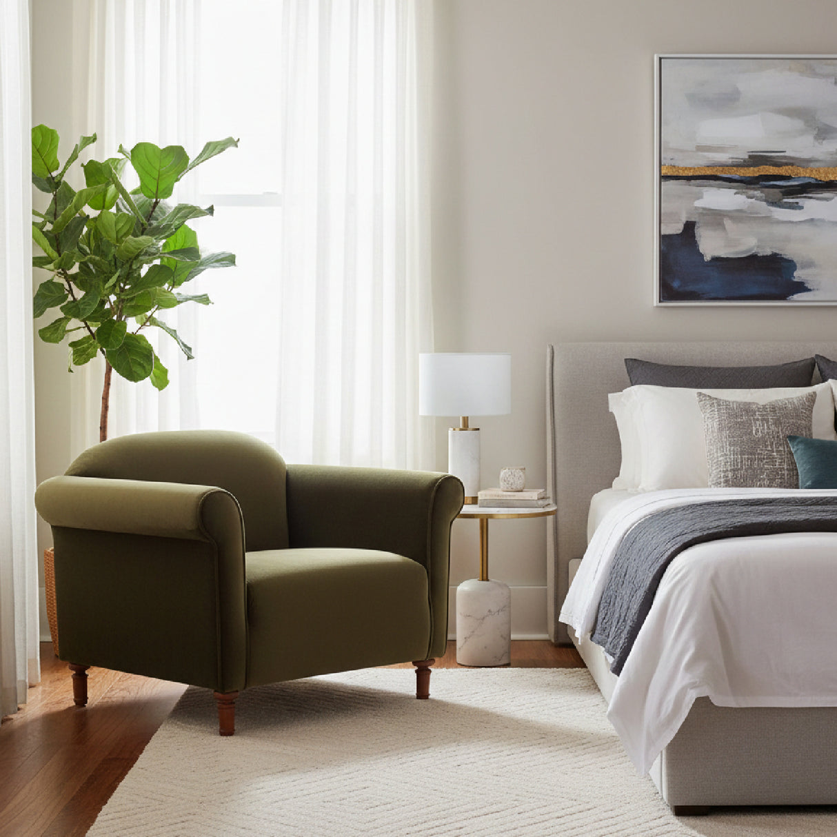 Modern European furniture - Mohair Inspired Rolled-Arm Accent Chair - www.oroa.com