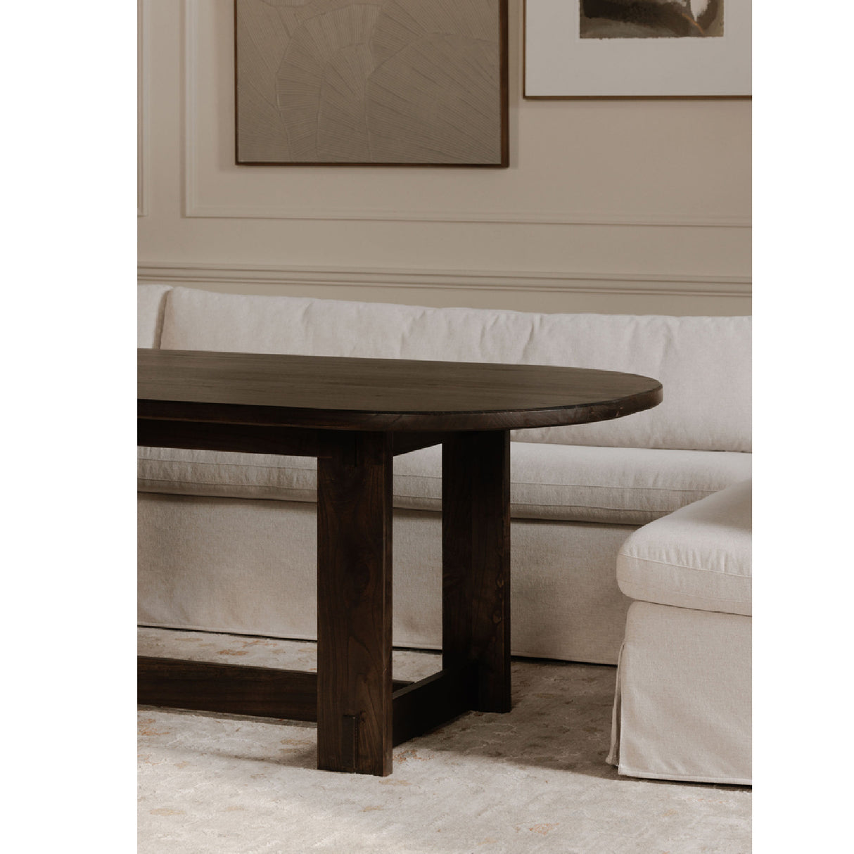 Modern European furniture - Beige L-Shaped Dining Banquette Slipcover L - www.oroa.com