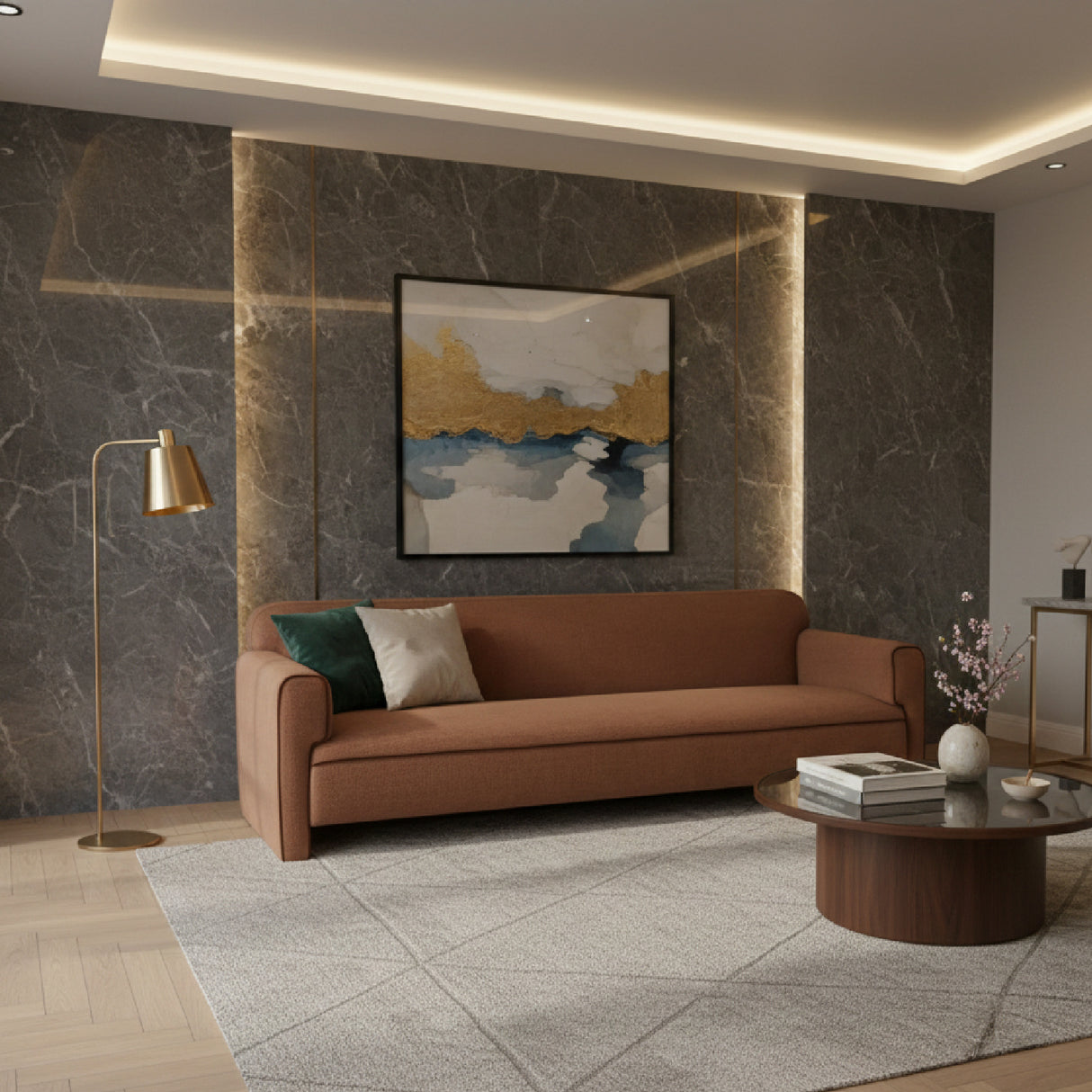 Modern European furniture - Rolled Arm Modern Sofa - www.oroa.com