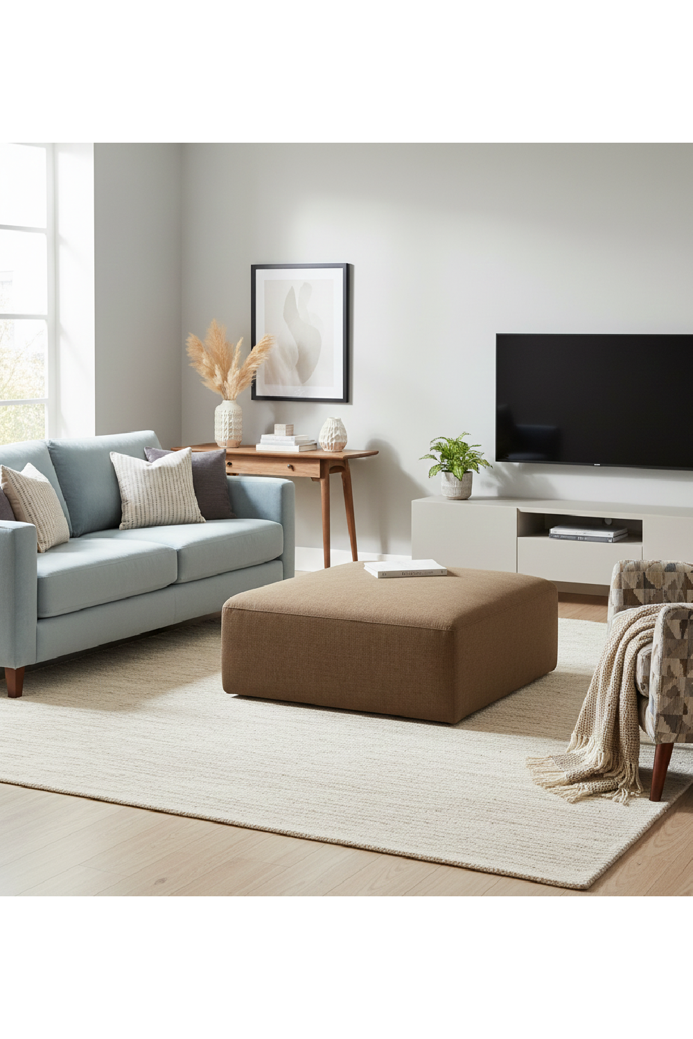 Chenille Square Ottoman | Novi Living Matina | Oroa.com