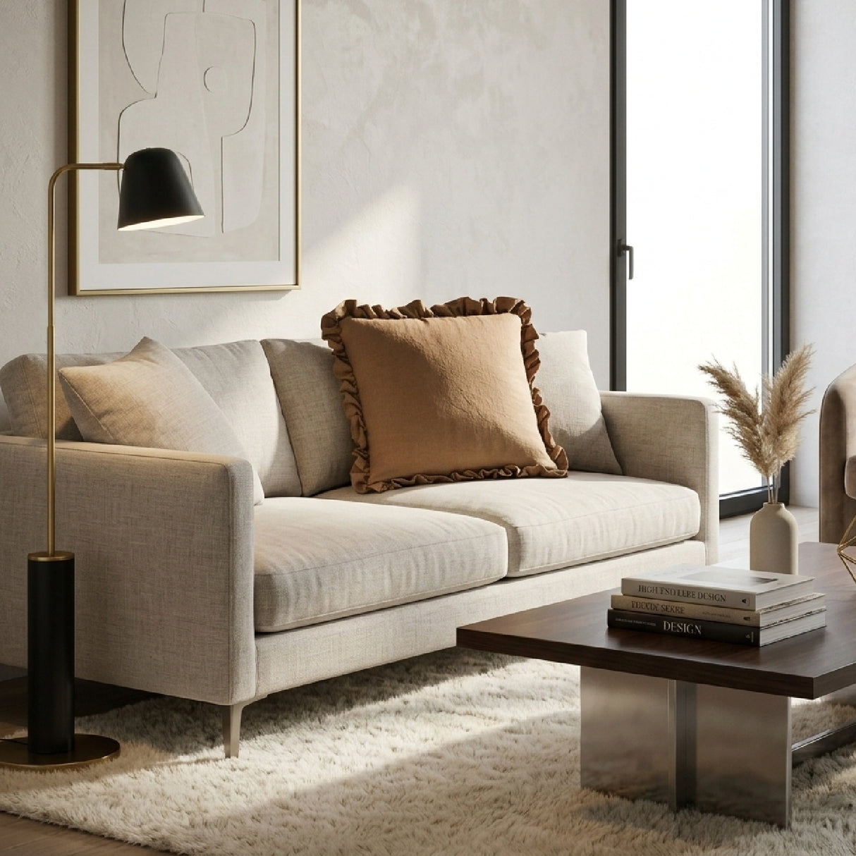   Ruffled-Edge Linen Cushion | Oroa.com