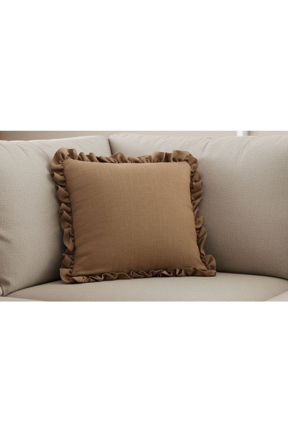   Ruffled-Edge Linen Cushion | Oroa.com