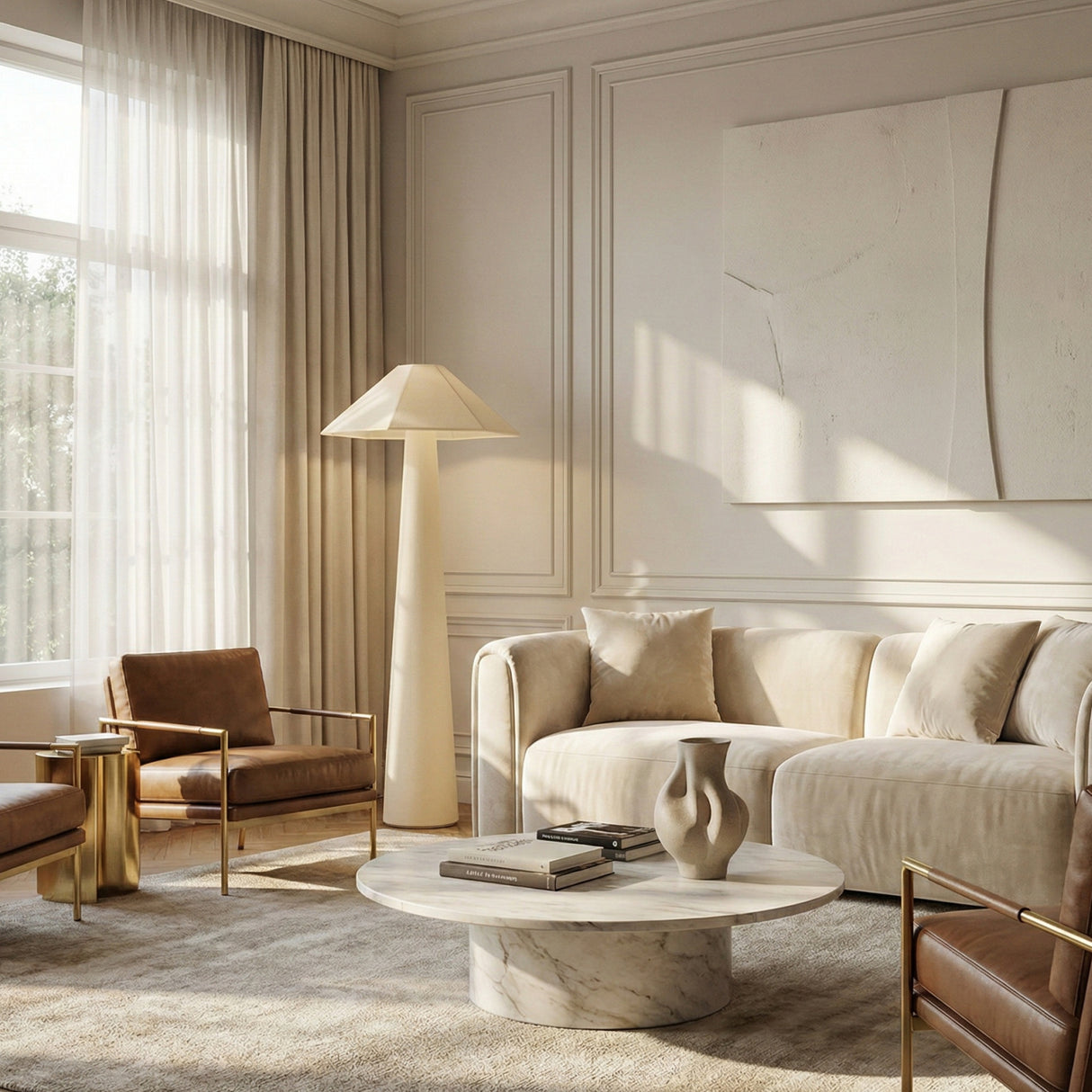   Cream Cotton Floor Lamp | Oroa.com