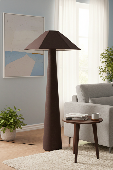 Brown Cotton Floor Lamp | Novi Living Gigi | Oroa.com