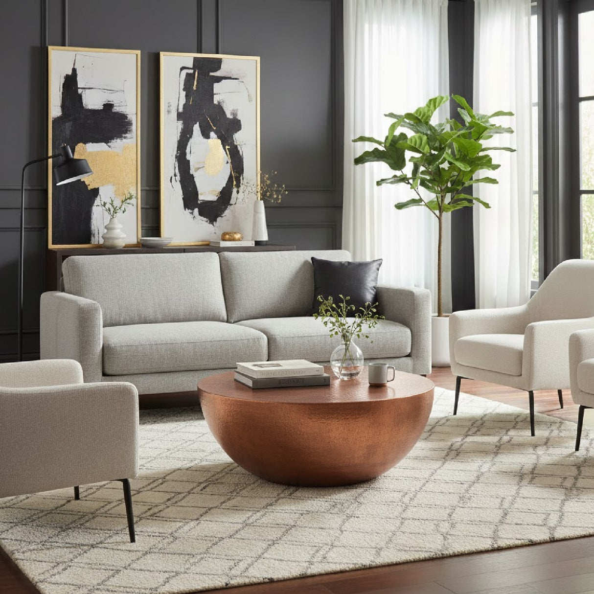 Modern European furniture - Metallic Round Coffee Table - www.oroa.com