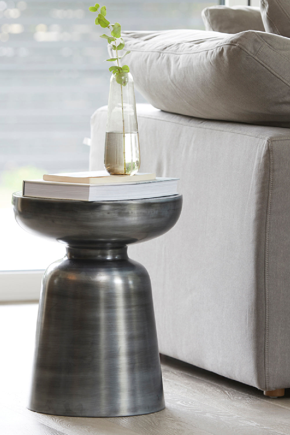 Modern European furniture - Antique Nickel Accent Table - www.oroa.com
