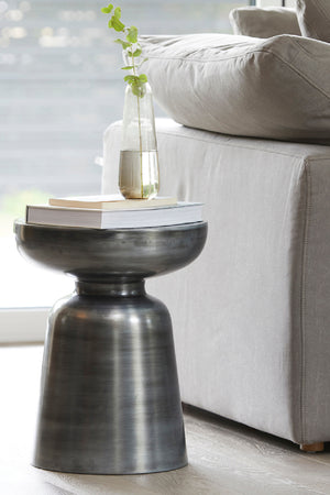Modern European furniture - Antique Nickel Accent Table - www.oroa.com