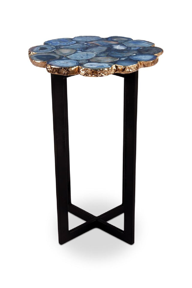 Modern European furniture - Blue Agate Stone Accent Table - www.oroa.com
