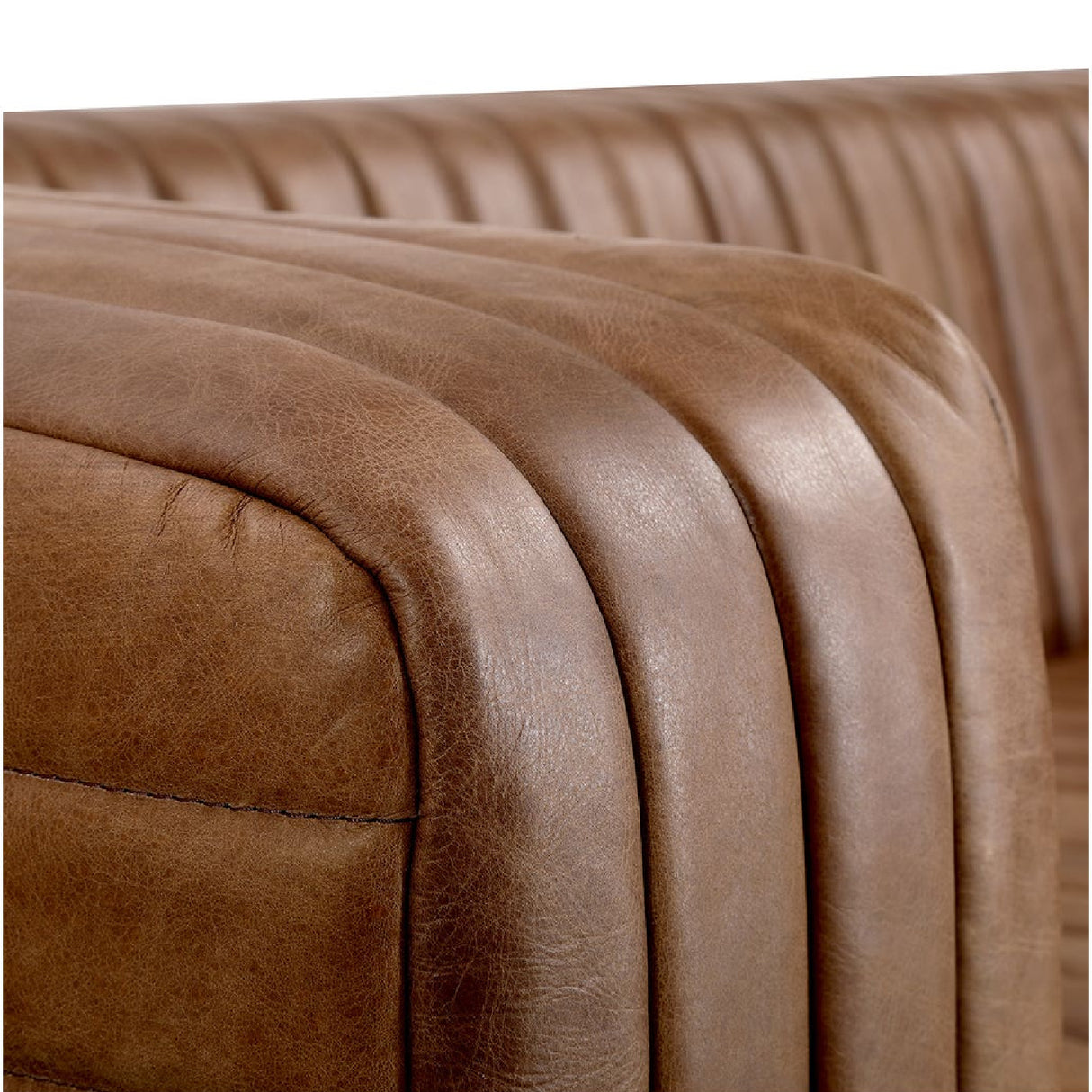 Modern European furniture - Channel-Stitched Leather Sofa - www.oroa.com
