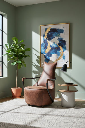 Modern European furniture - Brown Leather Club Chair - www.oroa.com