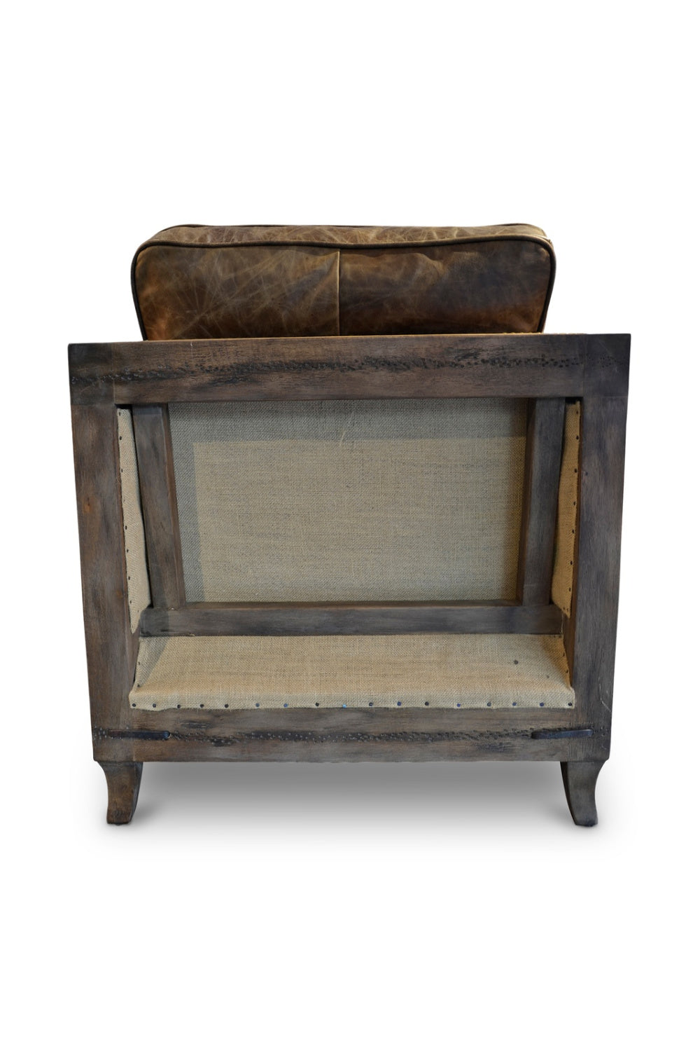 Modern European furniture - Brown Leather Studded Club Chair - www.oroa.com