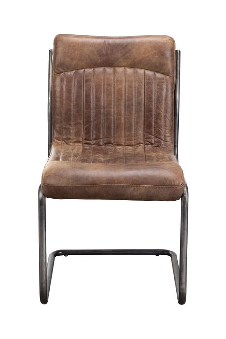 Modern European furniture - Brown Leather Dining Chair Set (2) - www.oroa.com