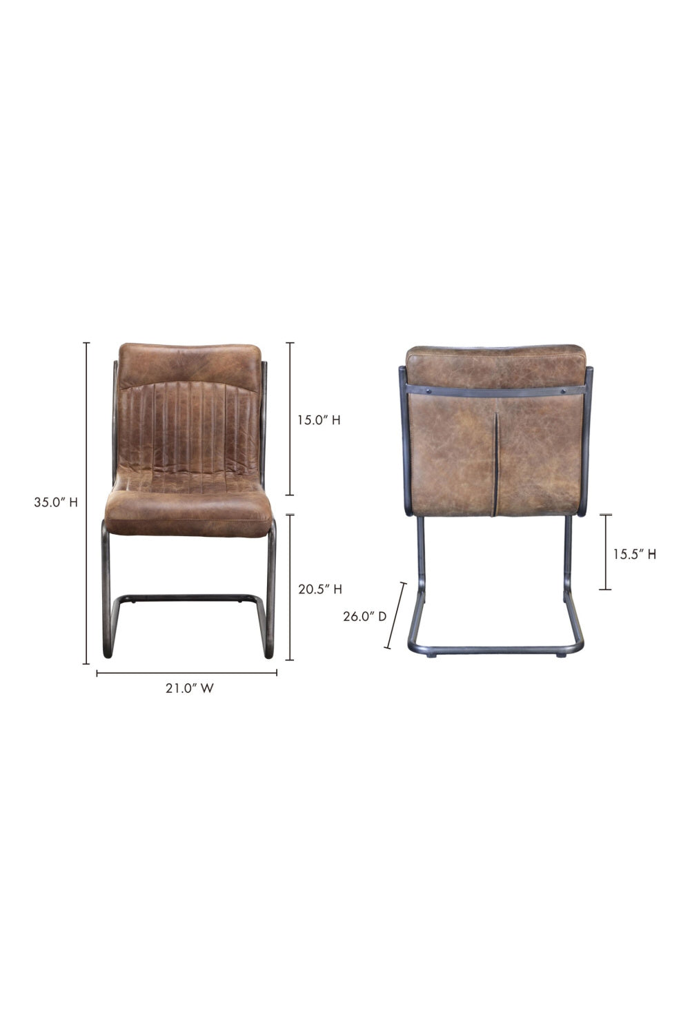 Modern European furniture - Brown Leather Dining Chair Set (2) - www.oroa.com