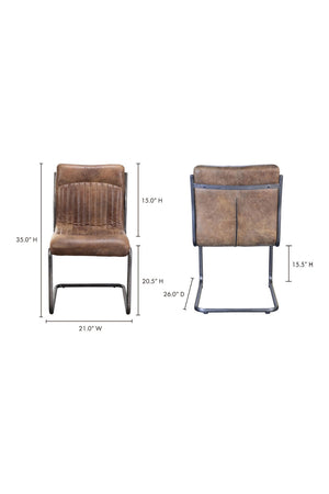 Modern European furniture - Brown Leather Dining Chair Set (2) - www.oroa.com
