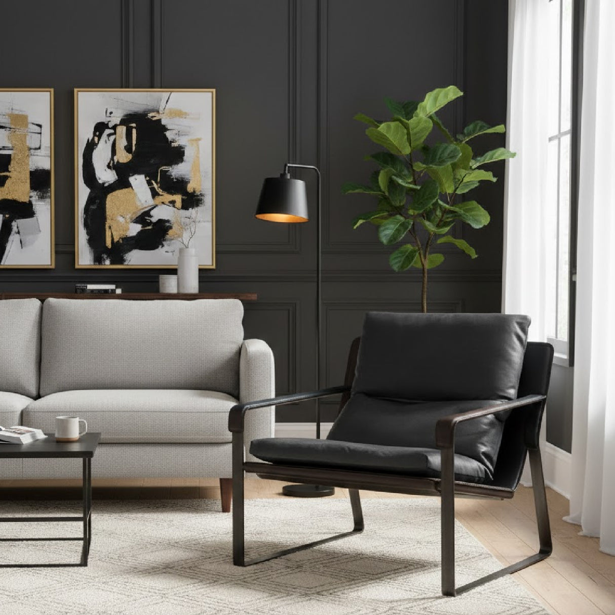 Modern European furniture - Leather Modern Classic Accent Chair - www.oroa.com