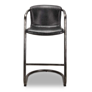 Modern European furniture - Leather Cantilevered Bar Stool Set (2)  - www.oroa.com