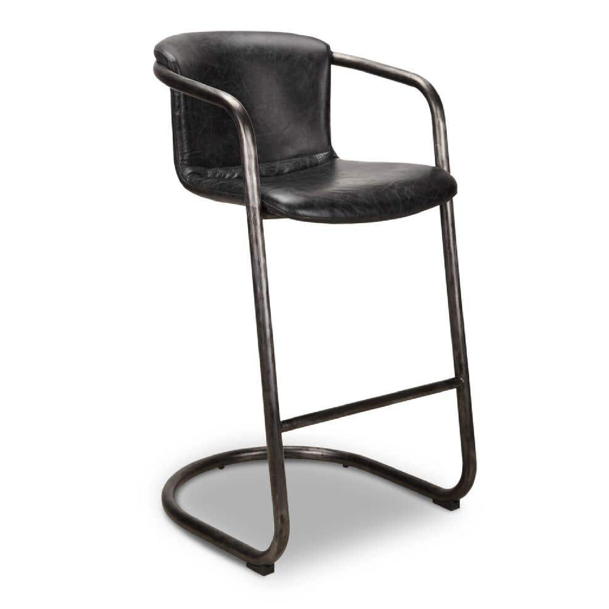 Modern European furniture - Leather Cantilevered Bar Stool Set (2)  - www.oroa.com