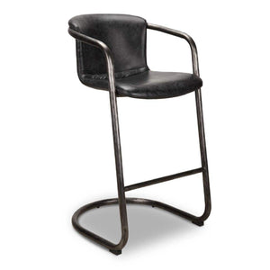 Modern European furniture - Leather Cantilevered Bar Stool Set (2)  - www.oroa.com