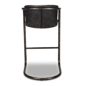 Modern European furniture - Leather Cantilevered Bar Stool Set (2)  - www.oroa.com