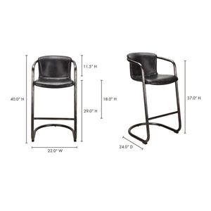 Modern European furniture - Leather Cantilevered Bar Stool Set (2)  - www.oroa.com