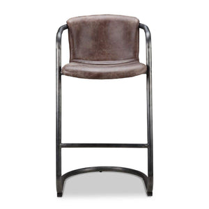 Modern European furniture - Leather Cantilevered Bar Stool Set (2)  - www.oroa.com