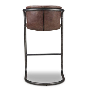 Modern European furniture - Leather Cantilevered Bar Stool Set (2)  - www.oroa.com