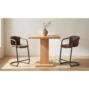 Modern European furniture - Leather Cantilevered Bar Stool Set (2)  - www.oroa.com