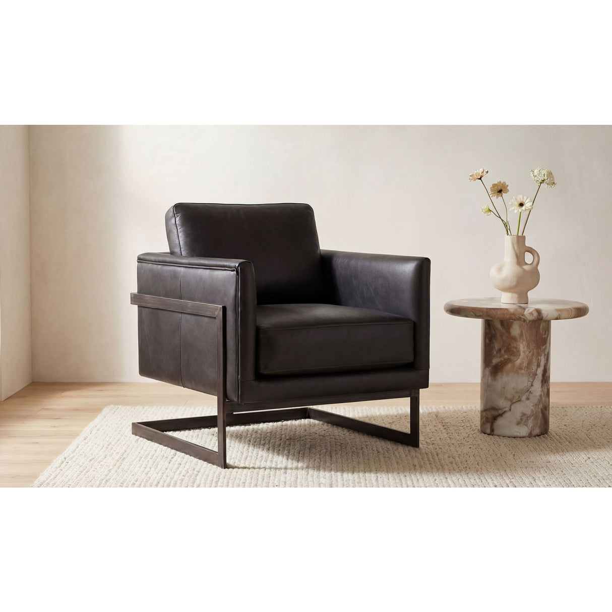 Modern European furniture - Leather Cantilevered Club Chair - www.oroa.com