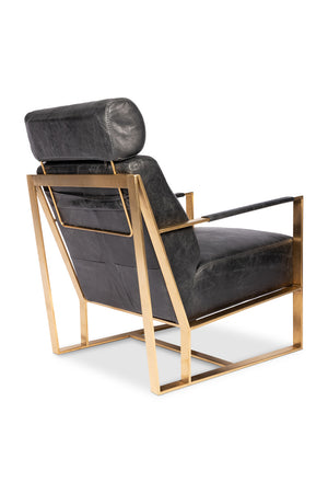 Modern European furniture - Black Leather Occasional Chair - www.oroa.com