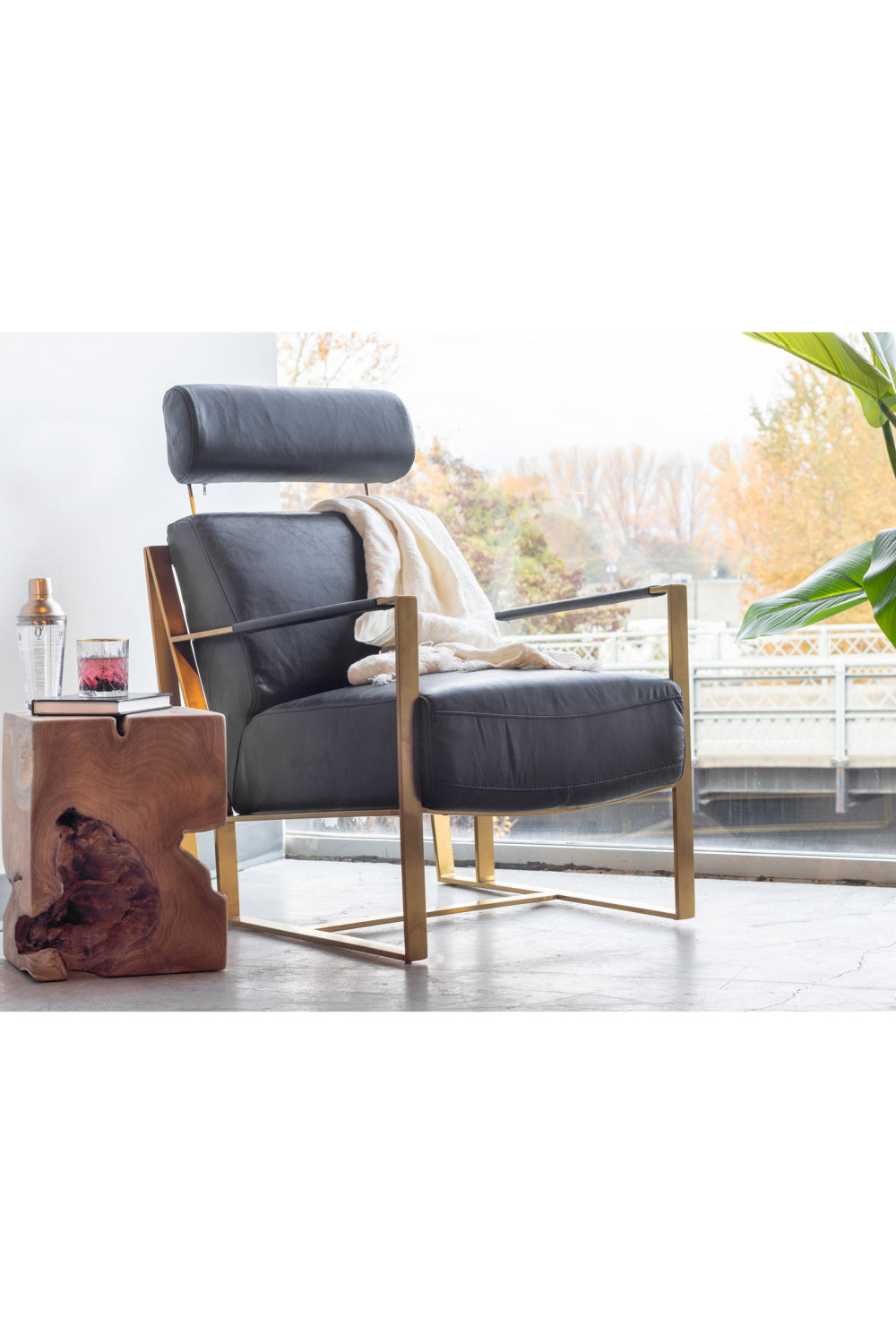 Modern European furniture - Black Leather Occasional Chair - www.oroa.com