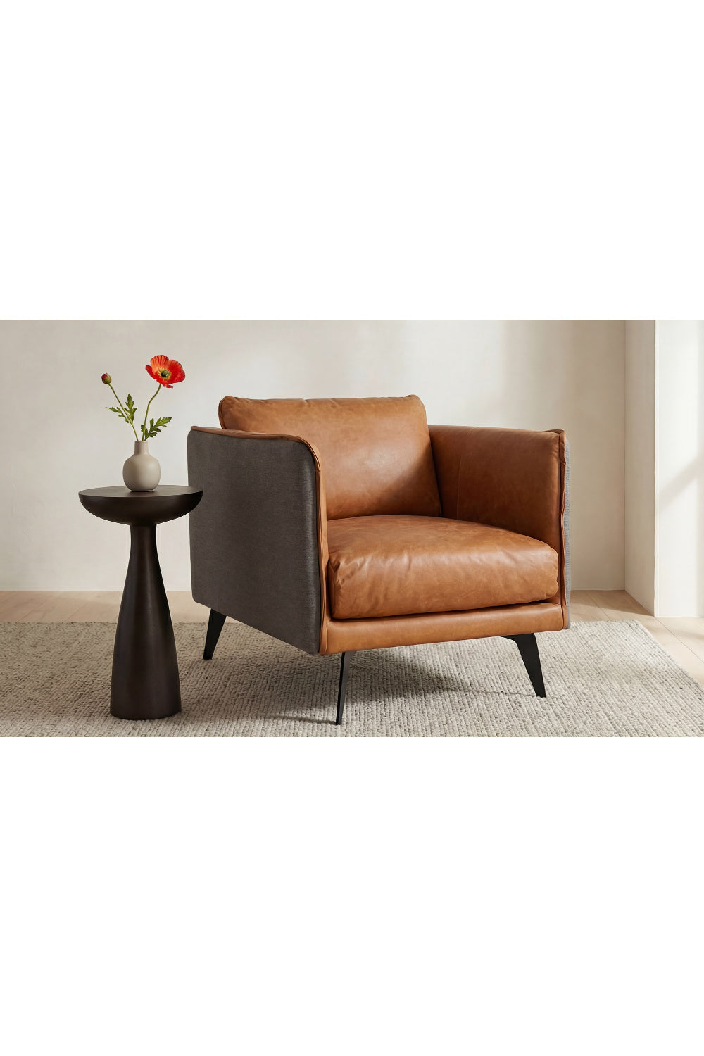 Modern European furniture - Brown Leather Lounge Armchair - www.oroa.com