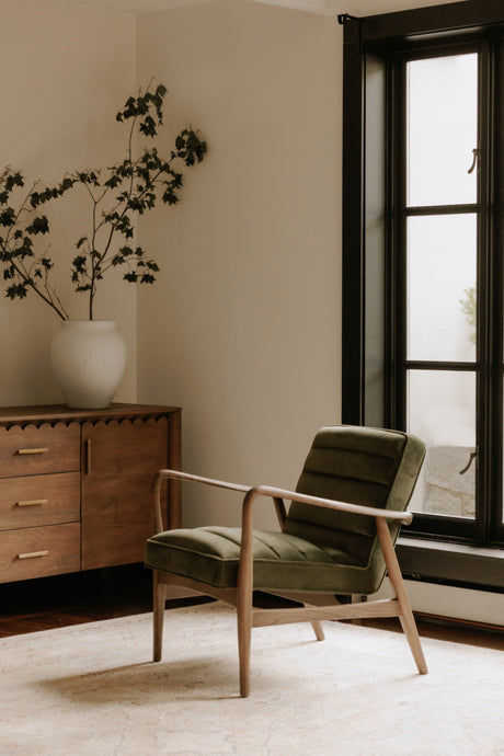 Modern European furniture - Green Velvet Tufted Lounge Chair - www.oroa.com