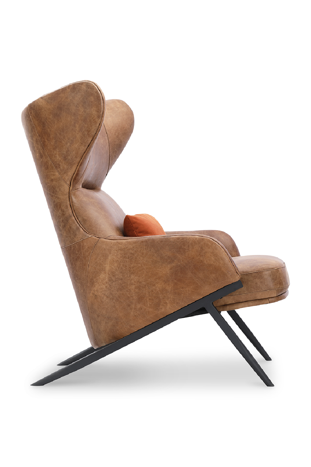 Modern European furniture - Brown Leather Wingback Accent Chair - www.oroa.com