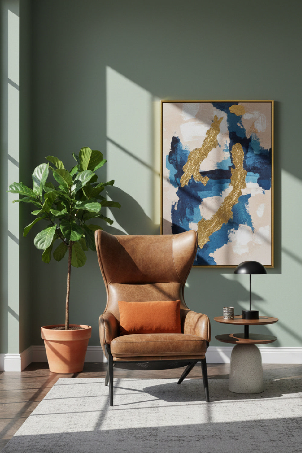 Modern European furniture - Brown Leather Wingback Accent Chair - www.oroa.com