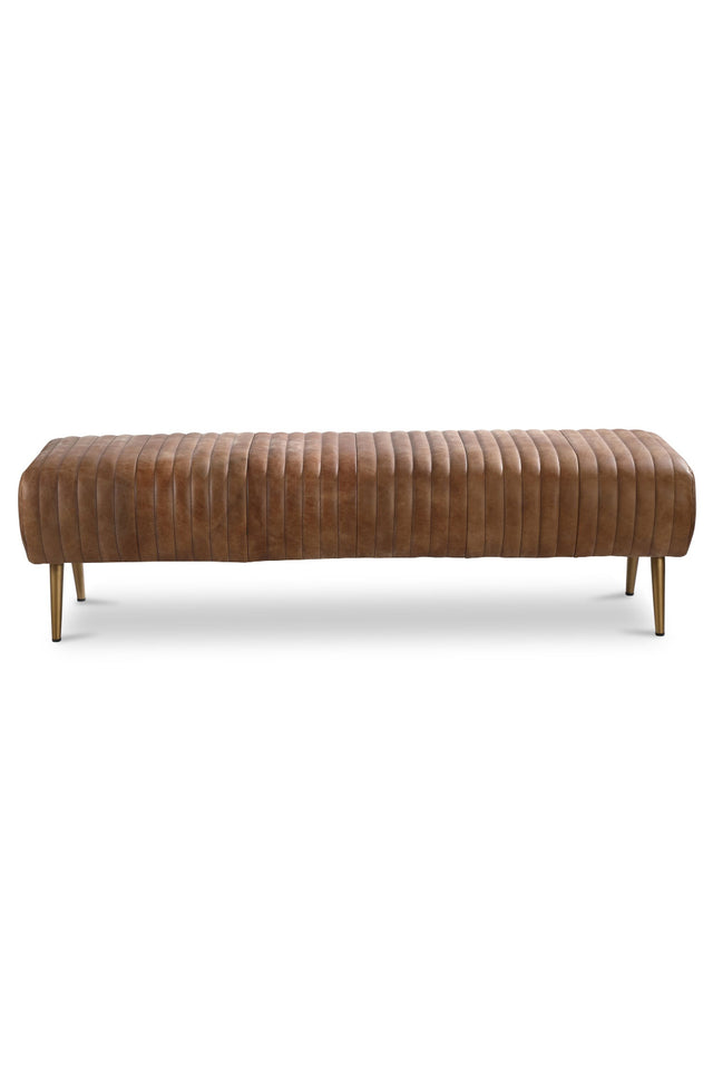 Modern European furniture - Ribbed Brown Leather Bench - www.oroa.com